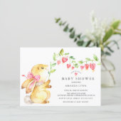 Sweet Baby Girl Bunny Baby Shower Invitation (Standing Front)