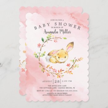 Sweet Baby Girl Bunny Baby Shower Invitation by celebrateitinvites at Zazzle