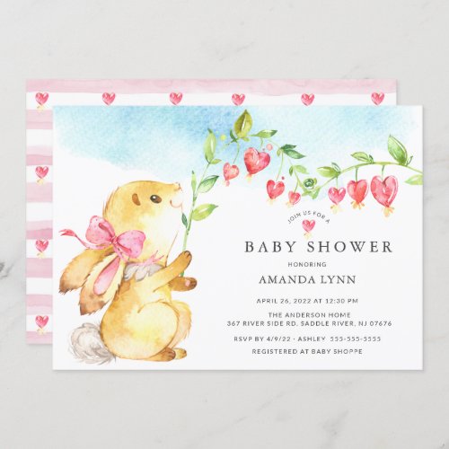 Sweet Baby Girl Bunny Baby Shower Invitation