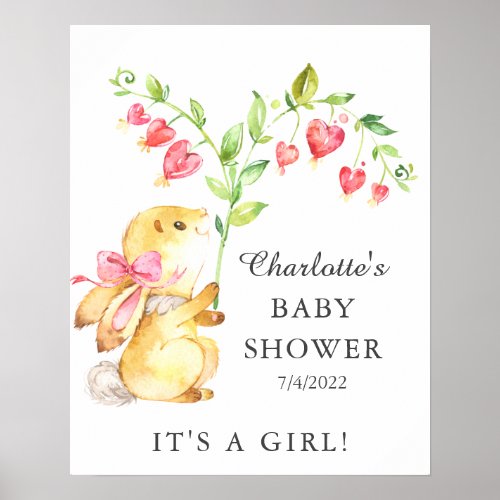 Sweet Baby Girl Bunny Baby Shower  Poster