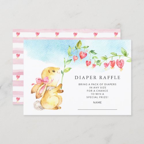 Sweet Baby Girl Bunny Diaper Raffle Ticket  Invitation