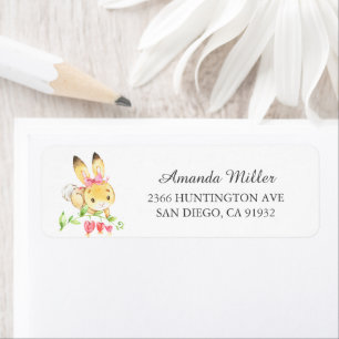 Sweet Baby Girl Bunny Return Address Label