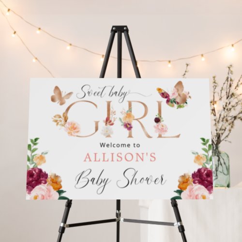 Sweet Baby Girl butterfly baby shower welcome sign