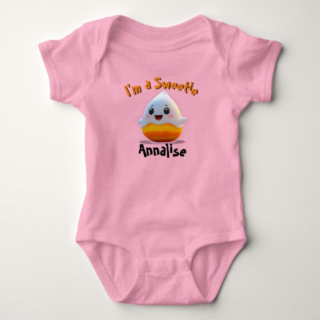 Sweet Baby Girl Candy Corn with childs name Bodysuit (Front)