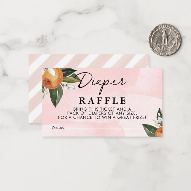 Sweet Baby Girl Clementine Girl Diaper Raffle Note Card (Front/Back In Situ)