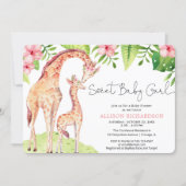 Sweet Baby Girl cute giraffe safari baby shower Invitation (Front)