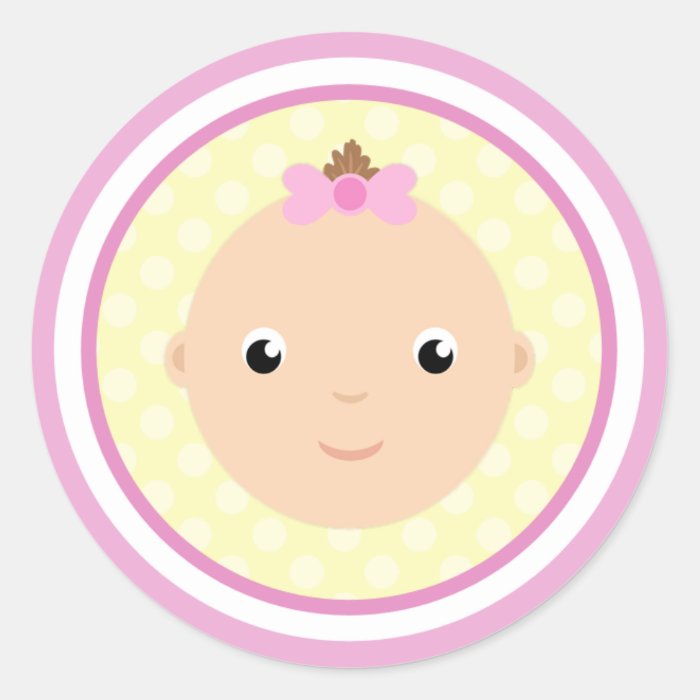 Sweet Baby Girl Face Pink Stickers