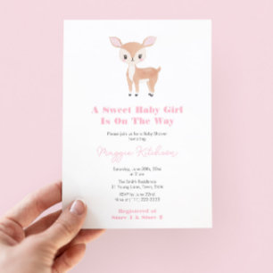 Sweet Baby Girl Fawn Baby Shower Party Invitation