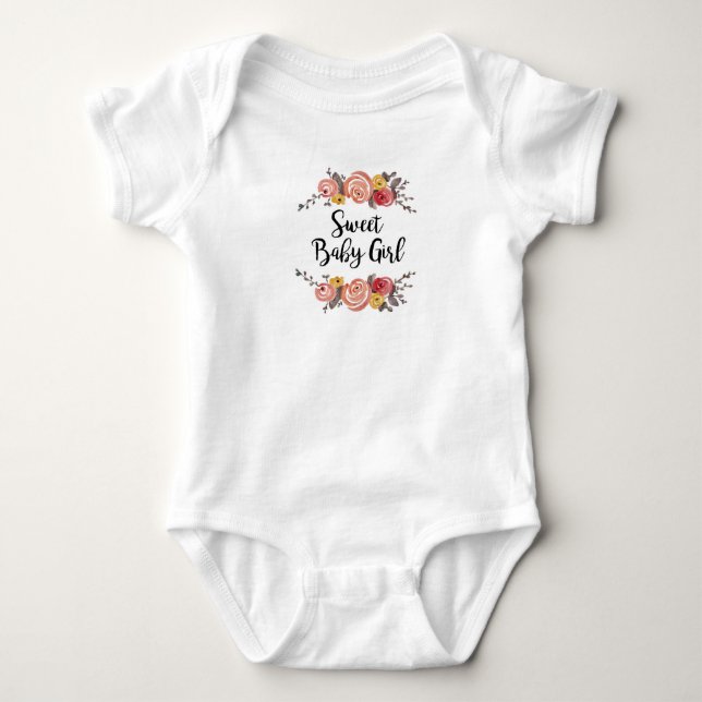 Sweet Baby Girl Floral Garden Bodysuit (Front)