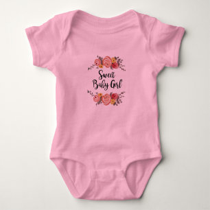 Sweet Baby Girl Floral Garden Painting Baby Bodysuit