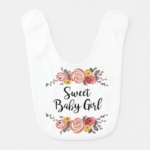 Sweet Baby Girl Floral Painting Baby Bib