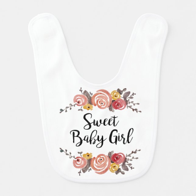 Sweet Baby Girl Floral Painting Bib (Front)