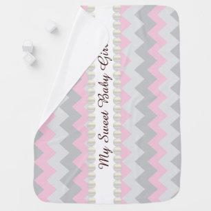 Sweet Baby Girl in a Chevron Pattern Receiving Blanket