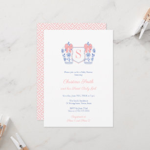 Sweet Baby Girl Monogram Ginger Jar Baby Shower Invitation