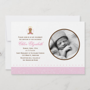 Sweet Baby Girl Photo Baptism Invitation