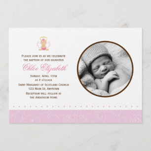 Sweet Baby Girl Photo Baptism Invitation
