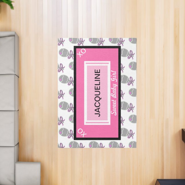 Sweet Baby Girl Pink Baby Rattle  Rug (Insitu (Indoor 2))