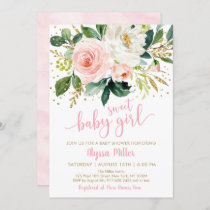 Sweet Baby Girl Pink Floral Baby Shower Invitation