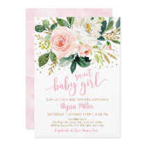 Sweet Baby Girl Pink Floral Baby Shower Invitation