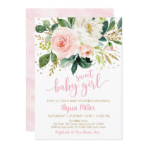 Sweet Baby Girl Pink Floral Baby Shower Invitation