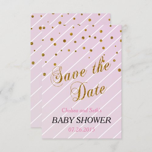 Sweet Baby Girl Pink  Gold Confetti  Baby Shower Invitation