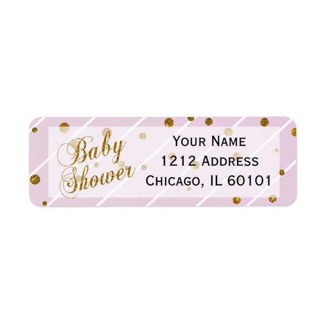 Sweet Baby Girl Pink & Gold Confetti | Baby Shower Label (Front)