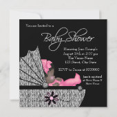 Sweet Baby Girl Pink Zebra Baby Shower Invitation (Back)