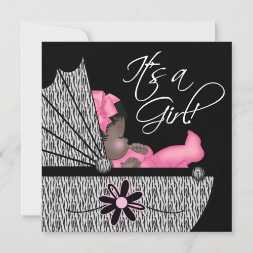 Sweet Baby Girl Pink Zebra Baby Shower Invitation