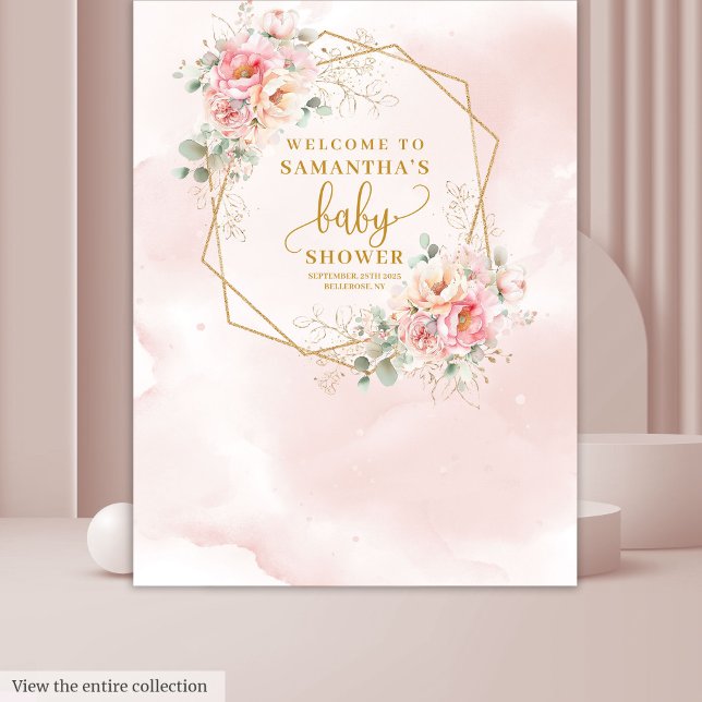 Sweet Baby Girl powder pink gold peonies backdrop (Sweet Baby Girl powder pink gold peonies backdrop

)