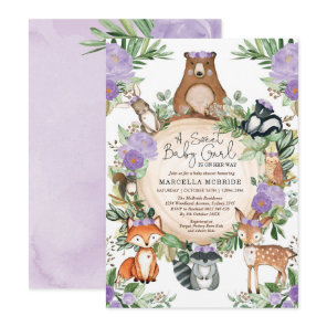Sweet Baby Girl Purple Floral Woodland Shower Invitation