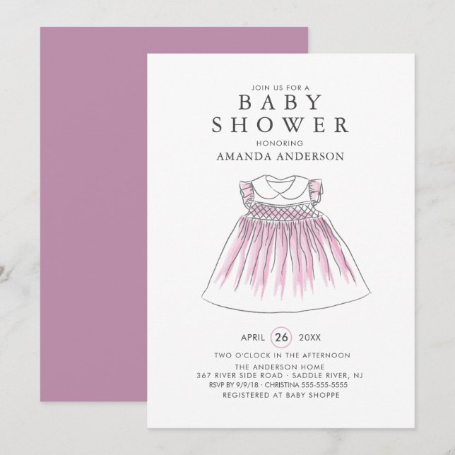 Sweet Baby Girl Shower Invitation (Front/Back)
