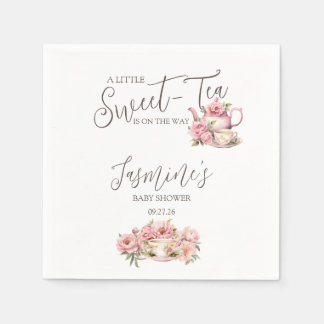 Sweet Baby Girl Tea Party Baby Shower Invitation Napkins