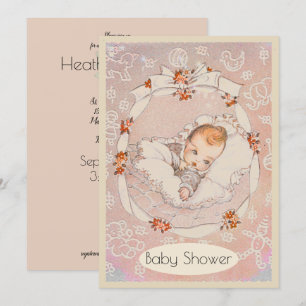 Sweet Baby Girl Vintage Baby Shower Invitation