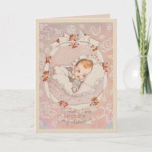 Sweet Baby Girl Vintage Congratulations Card
