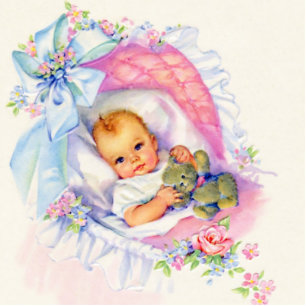 Sweet Baby Girl Vintage Pink Baby Girl Shower Statuette