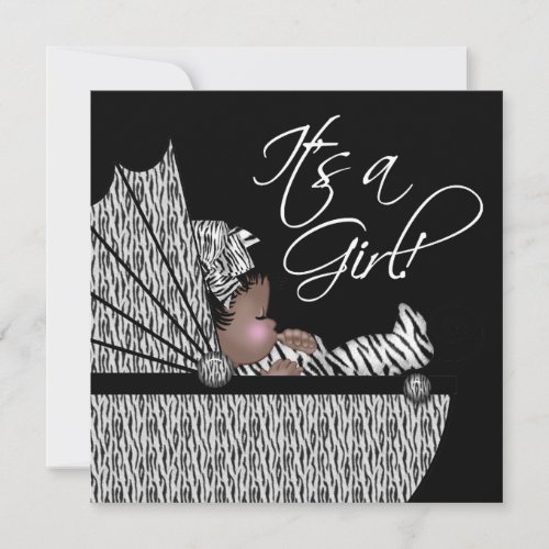 Sweet Baby Girl Zebra Baby Shower Invitation
