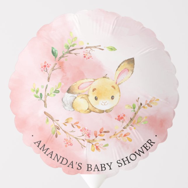 Sweet Baby Girls Bunny Rabbit Baby Shower Balloon (Front)