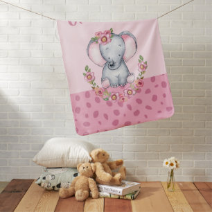 Sweet Baby Girl's Elephant Floral Animal Print Baby Blanket