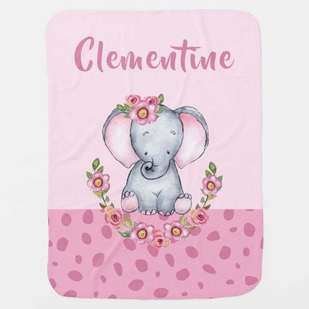 Sweet Baby Girl s Elephant Floral Animal Print Baby Blanket Zazzle