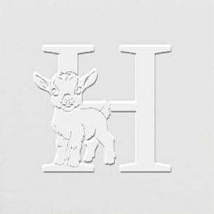 Sweet Baby Goat Over Single Bold Initial Monogram Embosser