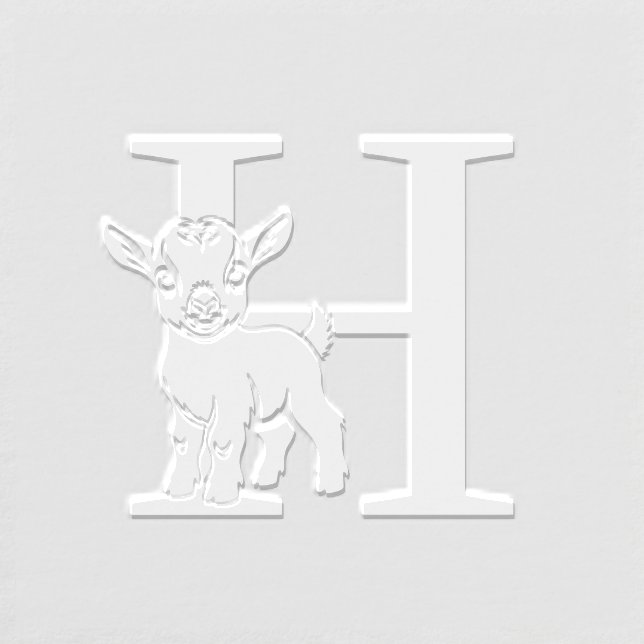Sweet Baby Goat Over Single Bold Initial Monogram Embosser (Design)