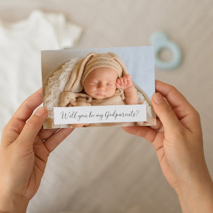 Sweet Baby Godparent Proposal Photo Invitation