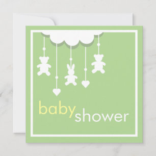Sweet Baby Green Mobile Baby Shower Invitation