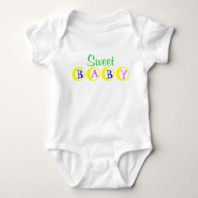 Sweet Baby Green Yellow Blue Pink Baby Bodysuit (Front)