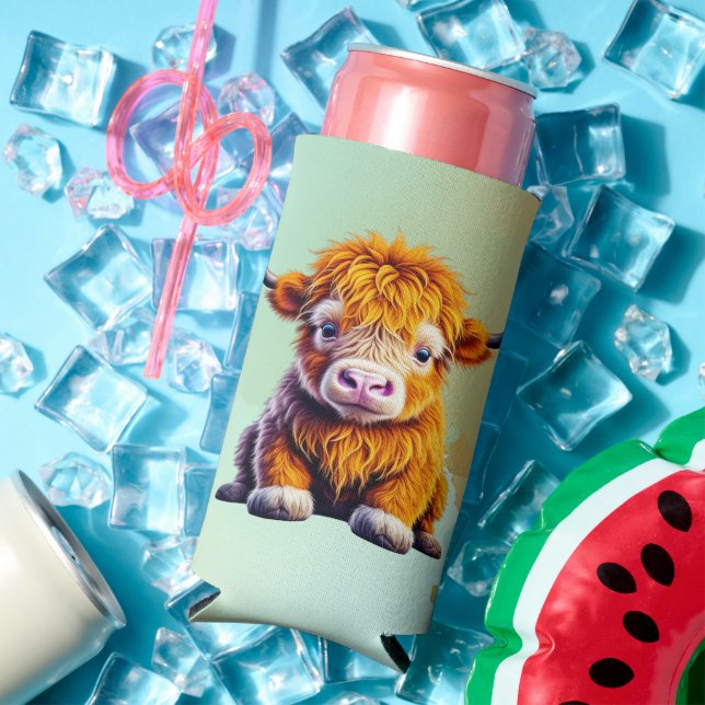 Sweet Baby Highland Cow Personalized Seltzer Can Cooler (In Situ Summer)