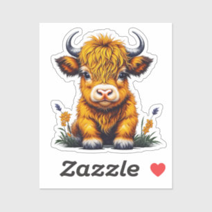 Sweet Baby Highland Cow Sticker