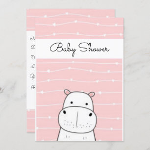 Sweet Baby Hippo Baby Shower Invitation