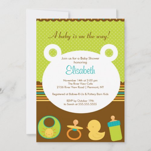 Sweet Baby Icons Girl or Boy Baby Shower Invitation