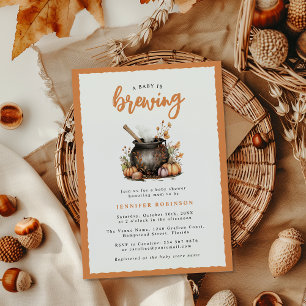 Sweet Baby Is Brewing Halloween Baby Shower Invitation