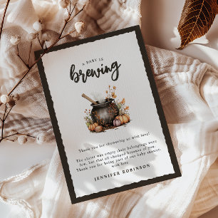 Sweet Baby Is Brewing Halloween Baby Shower Thank You Card